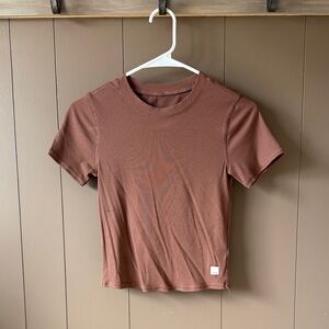 Vuori Short-Sleeve Crewneck Top in Brown